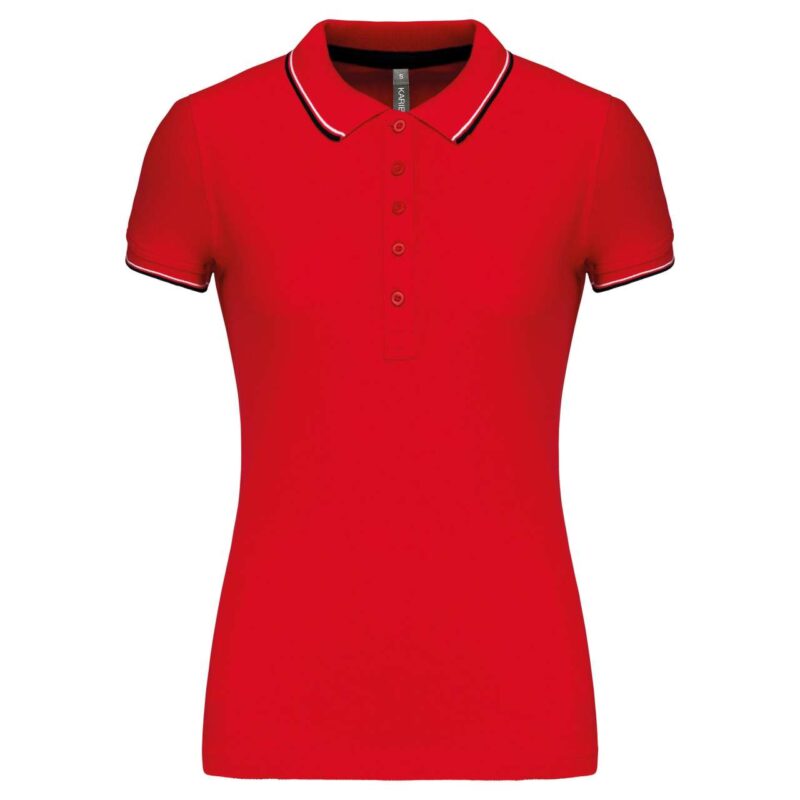 Kariban LADIES' SHORT-SLEEVED POLO SHIRT - Κόκκινο/Ναυτικό/Λευκό