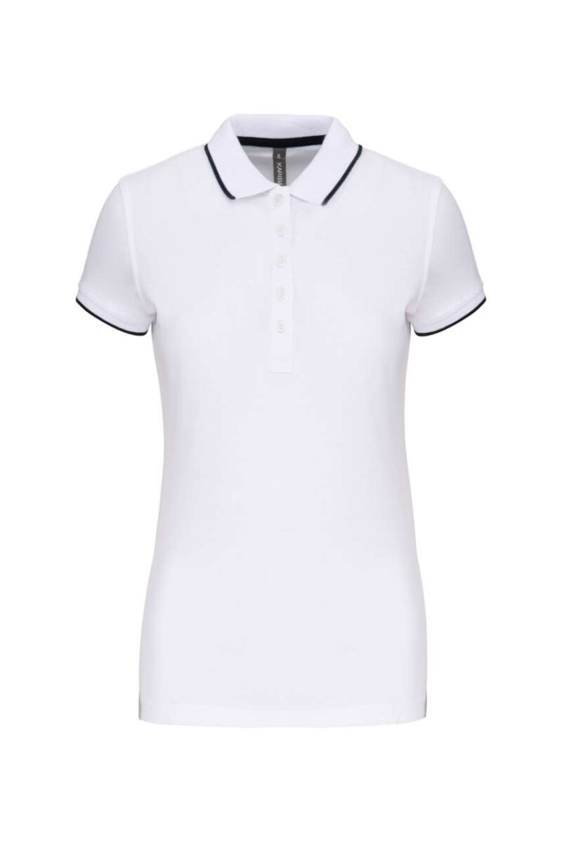Kariban LADIES' POLO SHIRT LADIES SHORT-SLEEVED PIQUÉ - Λευκό/Ναυτικό