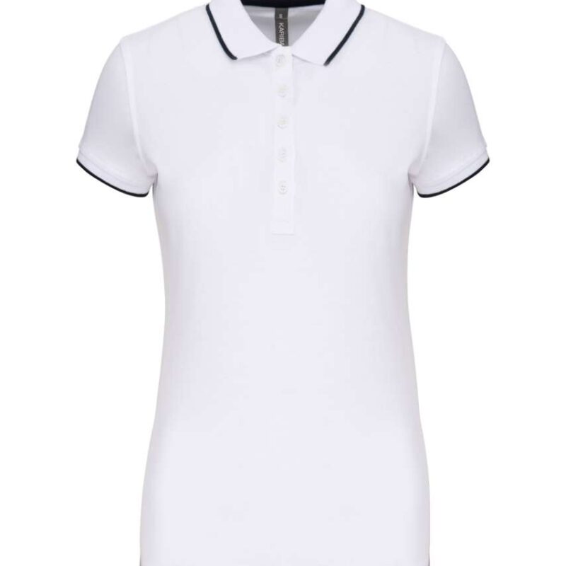 Kariban LADIES' POLO SHIRT LADIES SHORT-SLEEVED PIQUÉ - Λευκό/Ναυτικό