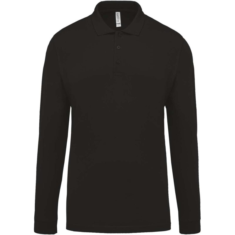ka256-black-a2 Kariban Ανδρικό LONG-SLEEVED Πικέ POLO SHIRT - Μαύρο