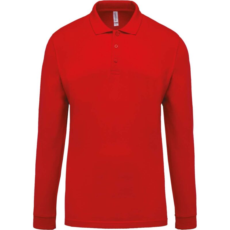 ka256-red-a1 Kariban Ανδρικό LONG-SLEEVED Πικέ POLO SHIRT - Κόκκινο
