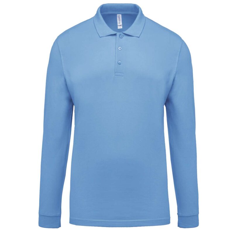 ka256-sky_blue-a1 Kariban Ανδρικό LONG-SLEEVED Πικέ POLO SHIRT - Γαλάζιο