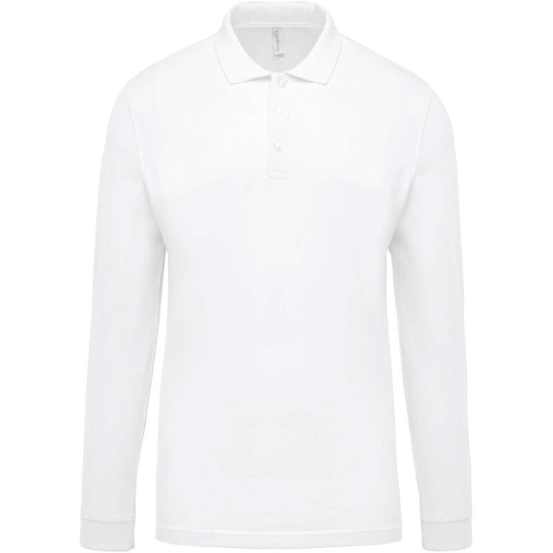 ka256-white-a2 Kariban Ανδρικό LONG-SLEEVED Πικέ POLO SHIRT - Λευκό
