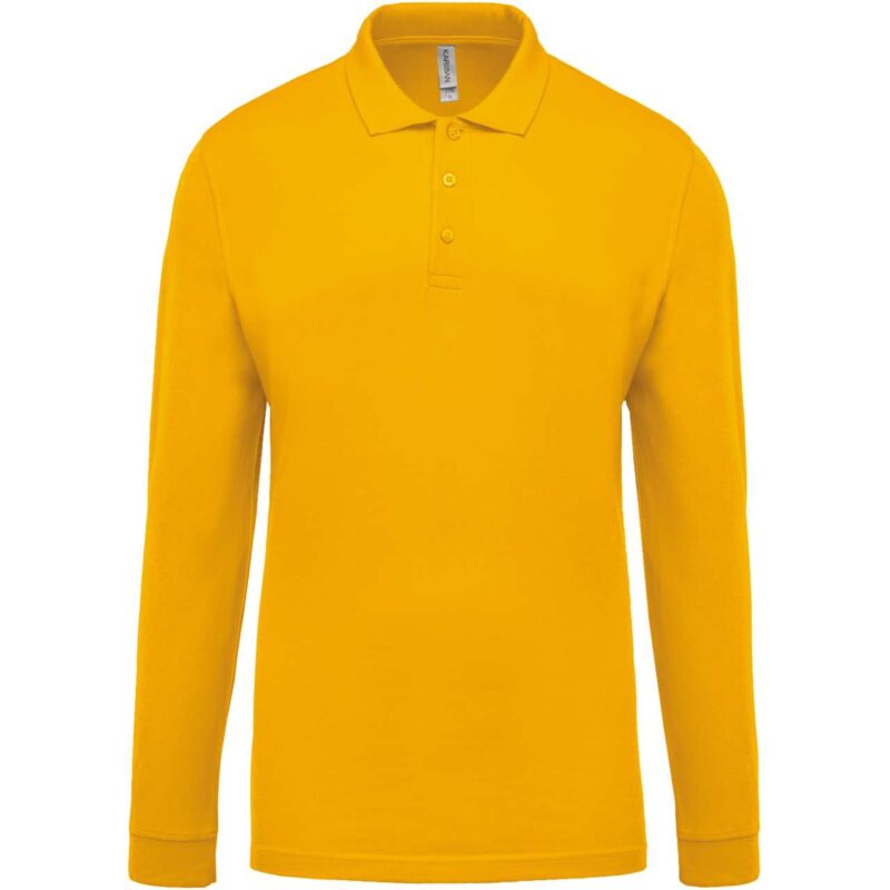 ka256-yellow-a2 Kariban Ανδρικό LONG-SLEEVED Πικέ POLO SHIRT - Κίτρινο