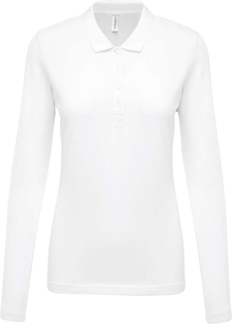 ka257-white-a1 Kariban LADIES POLO PIQUÉ LONG-SLEEVED SHIRT - Λευκό