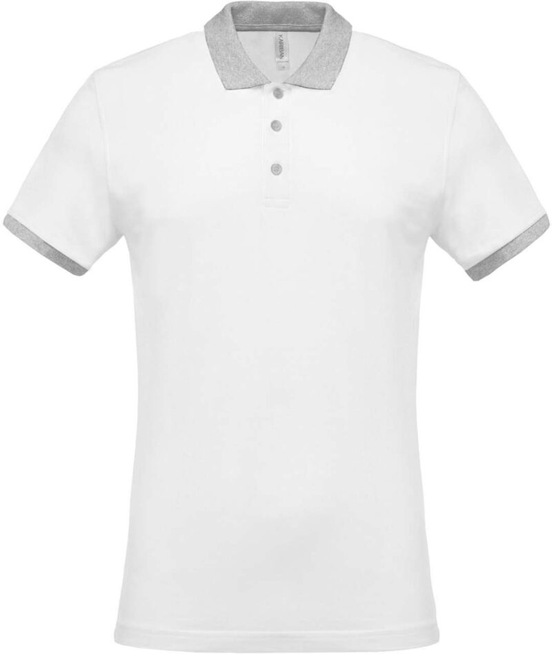 ka258-whiteoxford_grey-a1 Kariban MEN POLO PIQUÉ SHIRT MEN - White/Oxford Grey