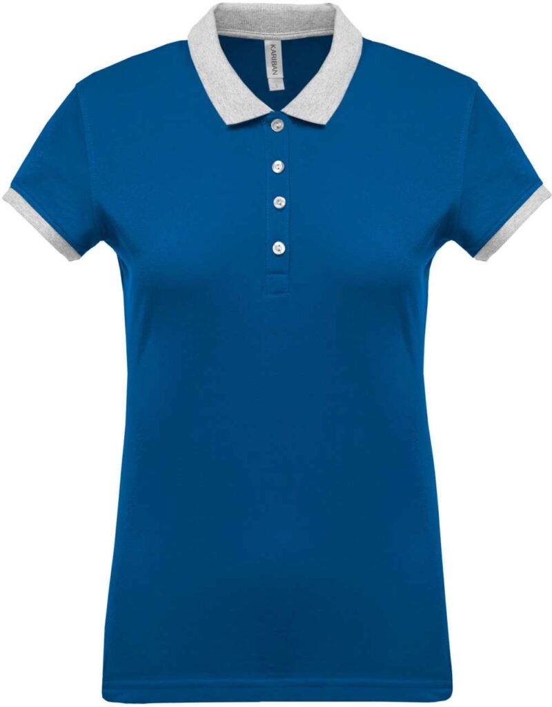 ka259-light_royal_blueoxford_grey-a1 Kariban LADIES’ POLO PIQUÉ SHIRT TWO-TONE - Light Royal Blue/Oxford Grey