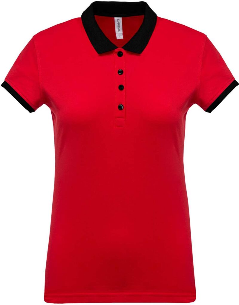 Kariban LADIES’ POLO PIQUÉ SHIRT TWO-TONE - Κόκκινο/Μαύρο