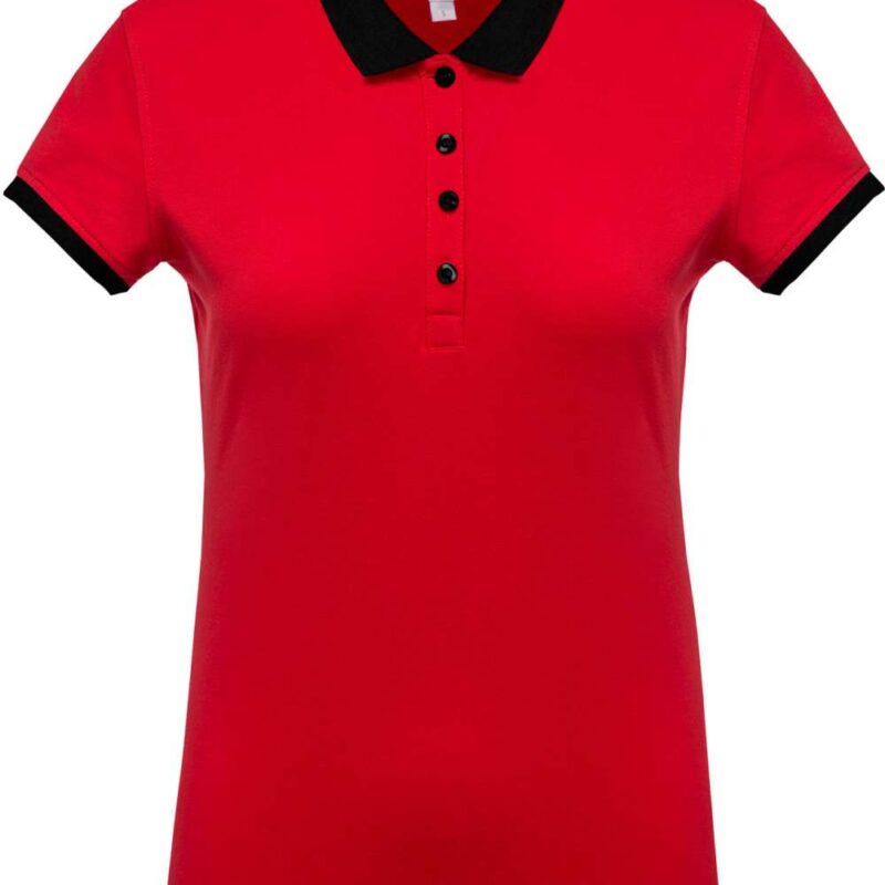 ka259-red_black-a1 Kariban LADIES’ POLO PIQUÉ SHIRT TWO-TONE - Κόκκινο/Μαύρο