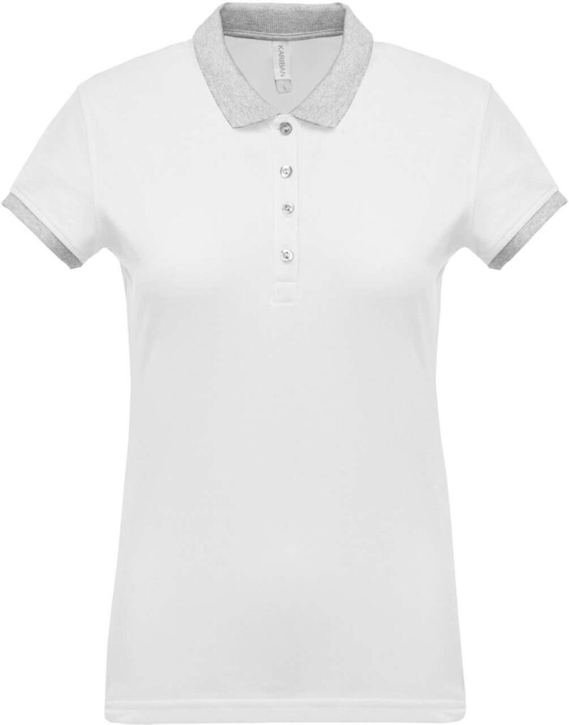 ka259-whiteoxford_grey-a1 Kariban LADIES’ POLO PIQUÉ SHIRT TWO-TONE - White/Oxford Grey