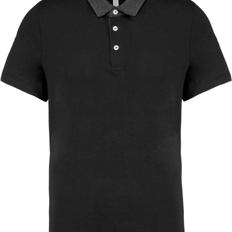 ka260-blackdark_grey_heather-a1 Kariban MEN TWO-TONE JERSEY POLO SHIRT - Black/Dark Grey Heather