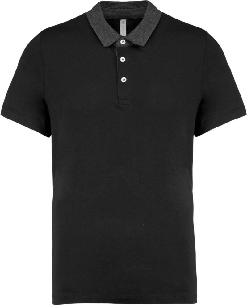 ka260-blackdark_grey_heather-a1 Kariban MEN TWO-TONE JERSEY POLO SHIRT - Black/Dark Grey Heather