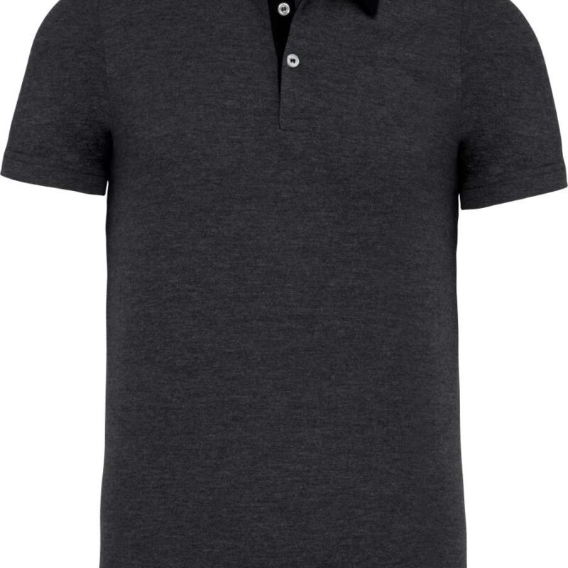 ka260-dark_grey_heatherblack-a1 Kariban MEN TWO-TONE JERSEY POLO SHIRT - 35% Cotton/65% Polyester