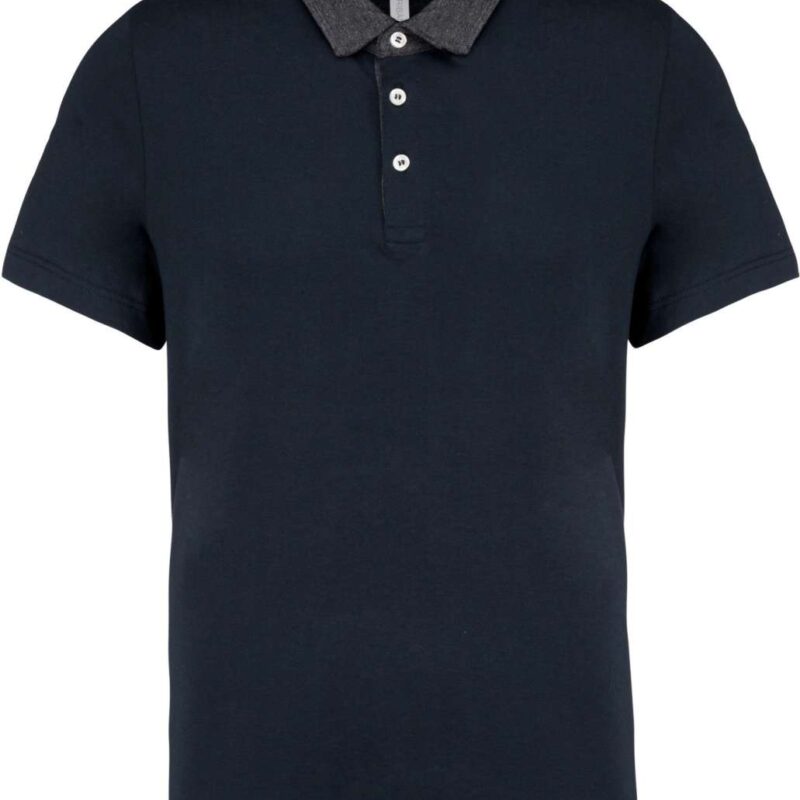 Kariban MEN TWO-TONE JERSEY POLO SHIRT - Navy/Dark Grey Heather