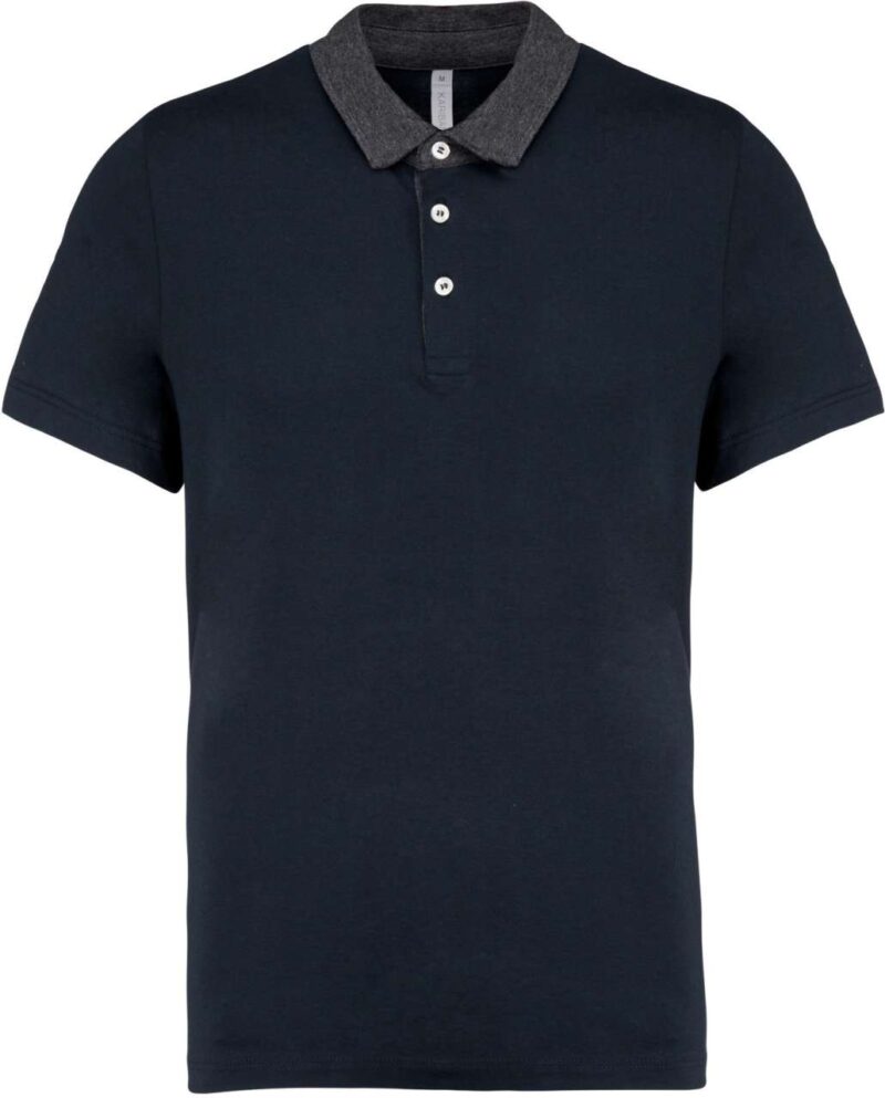 Kariban MEN TWO-TONE JERSEY POLO SHIRT - Navy/Dark Grey Heather