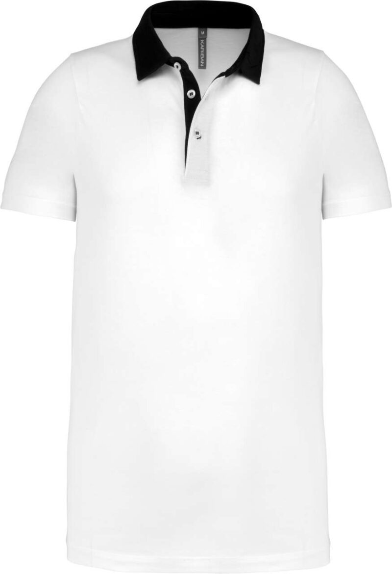 Kariban MEN TWO-TONE JERSEY POLO SHIRT - Λευκό/Ναυτικό