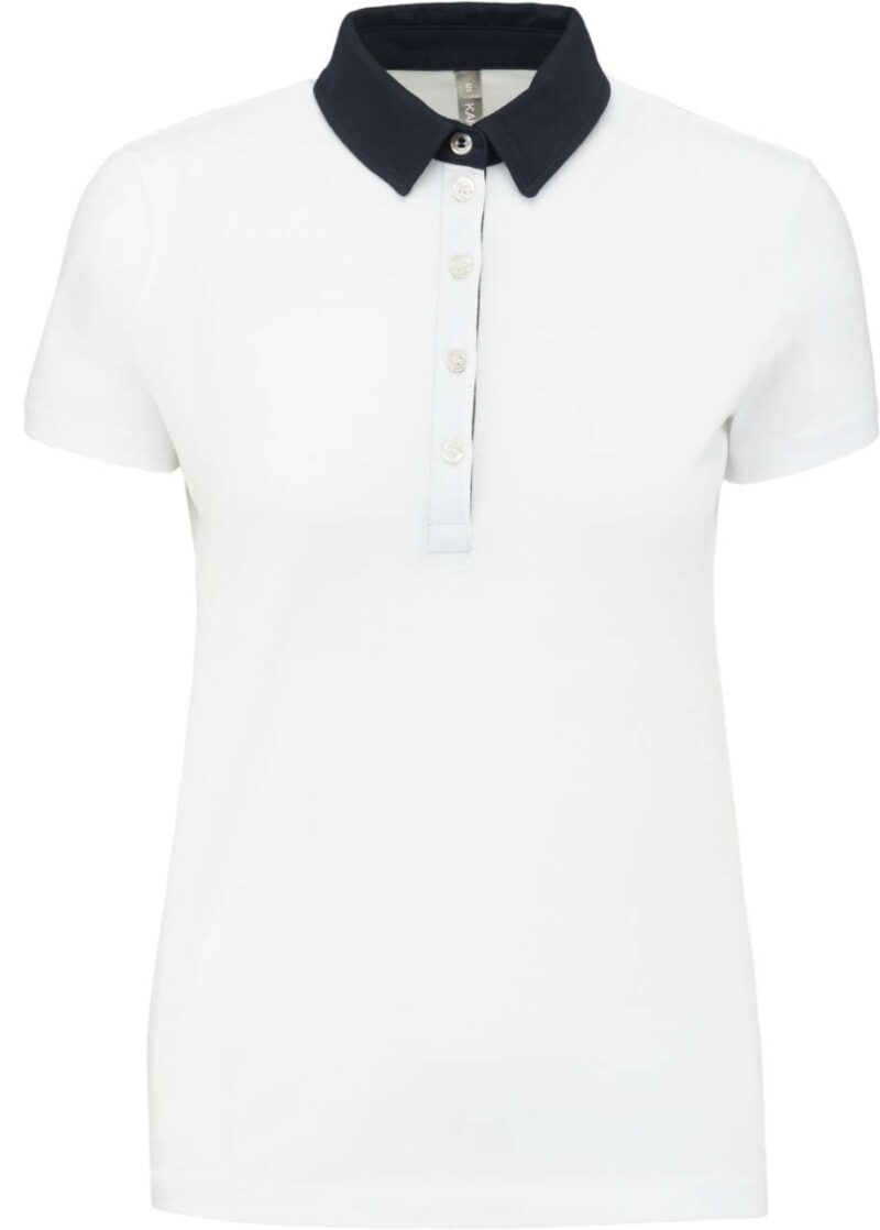 ka261-white_navy-a1 Kariban LADIES' TWO-TONE JERSEY POLO SHIRT - Λευκό/Ναυτικό
