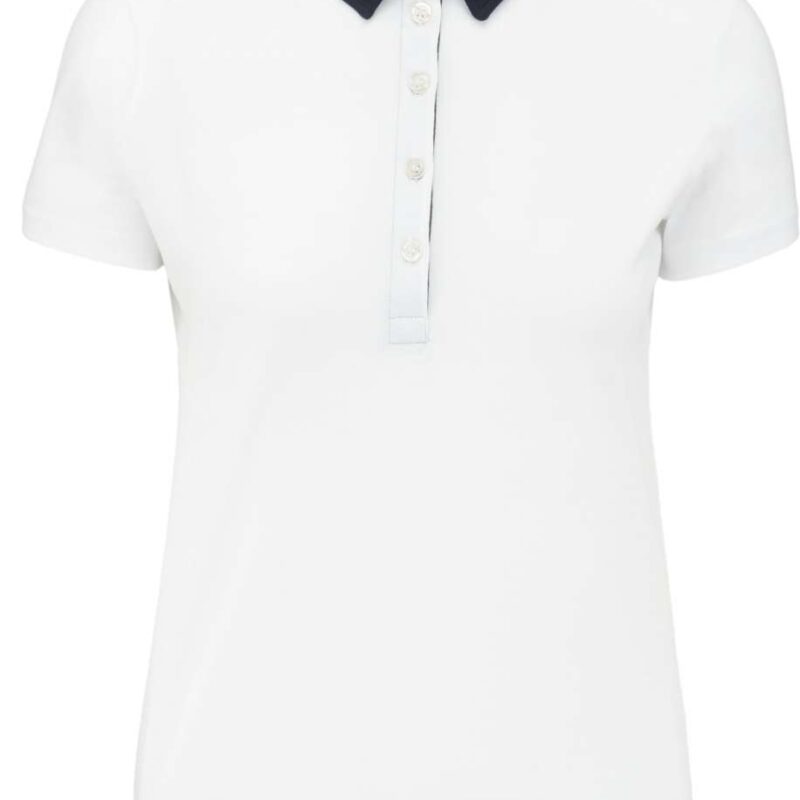 Kariban LADIES' TWO-TONE JERSEY POLO SHIRT - Λευκό/Ναυτικό