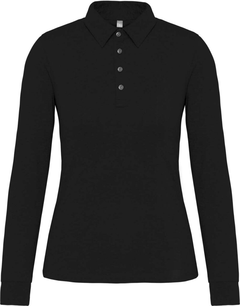 ka265-black-a1 Kariban LADIES' LONG SLEEVE JERSEY POLO SHIRT - Μαύρο