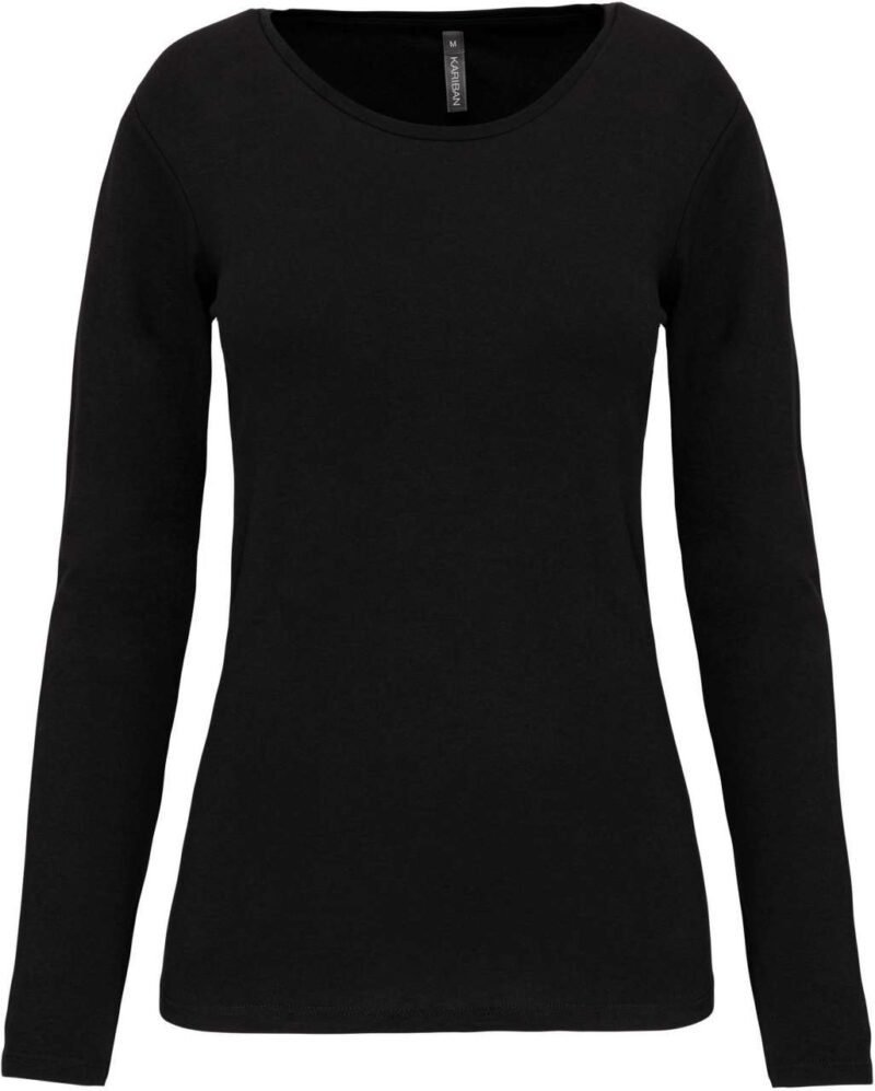 ka3017-black-a1 Kariban LADIES LONG-SLEEVED T-SHIRT με CREW NECK - Μαύρο