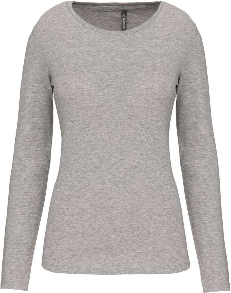 ka3017-light_grey_heather-a1 Kariban LADIES LONG-SLEEVED T-SHIRT με CREW NECK - 87% Cotton/9% Viscose/4% Elastane