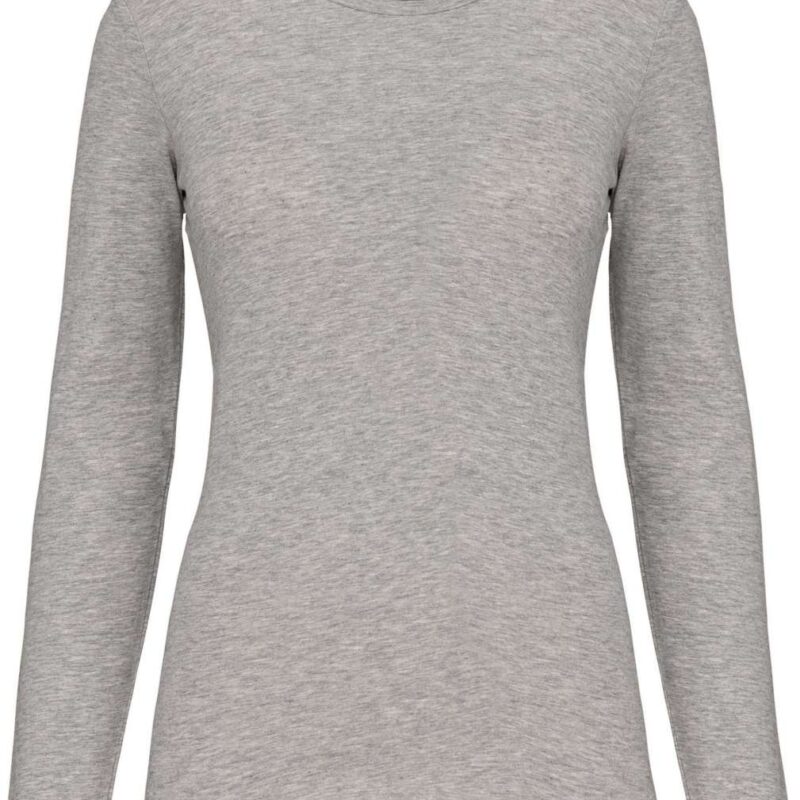 ka3017-light_grey_heather-a1 Kariban LADIES LONG-SLEEVED T-SHIRT με CREW NECK - 87% Cotton/9% Viscose/4% Elastane