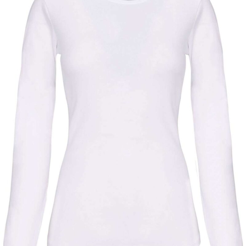 ka3017-white-a1 Kariban LADIES LONG-SLEEVED T-SHIRT με CREW NECK - Λευκό