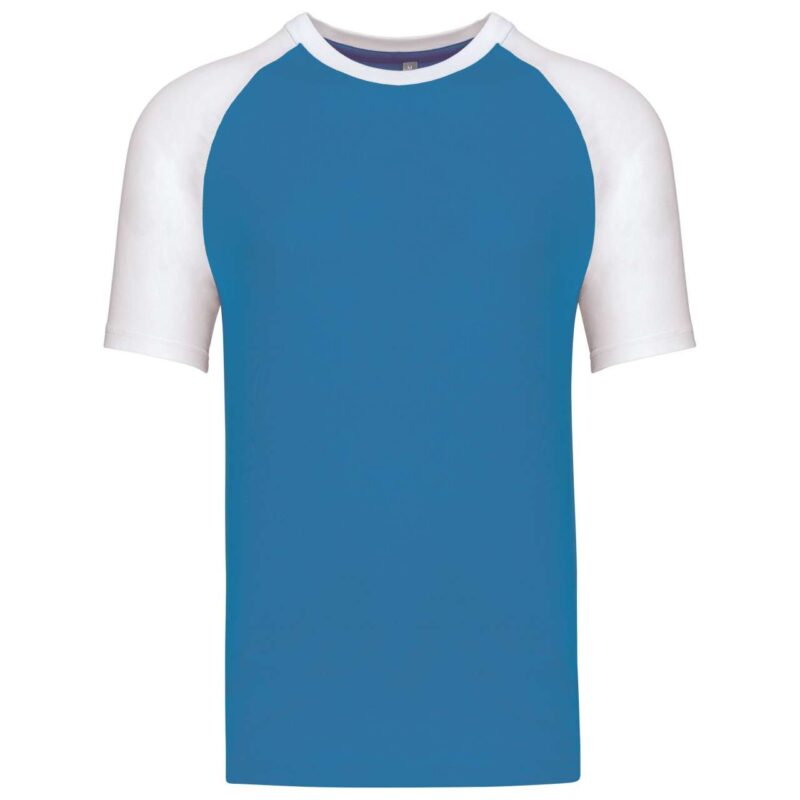 ka330-aqua_blue_white-a2 Kariban SHORT-SLEEVED - T-SHIRT BASEBALL TWO-TONE - βασιλικό μπλε/κίτρινο