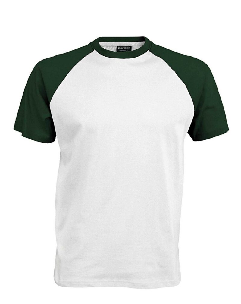 ka330-white_forest_green-a1 Kariban SHORT-SLEEVED - T-SHIRT BASEBALL TWO-TONE - Λευκό/Κόκκινο