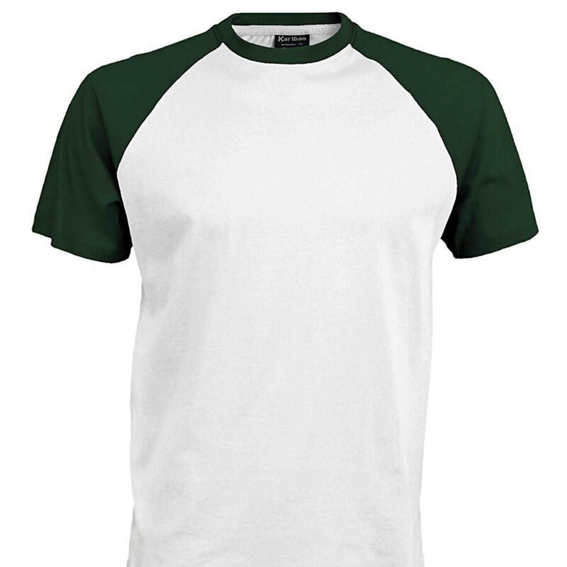 ka330-white_forest_green-a1 Kariban SHORT-SLEEVED - T-SHIRT BASEBALL TWO-TONE - Λευκό/Κόκκινο