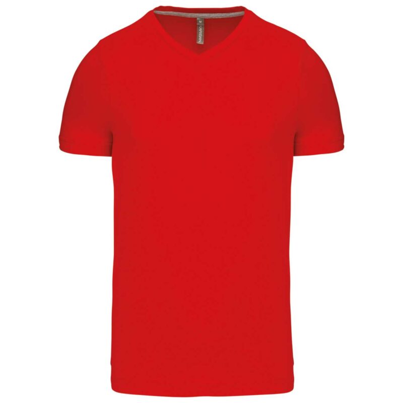 Kariban MEN'S SHORT-SLEEVED V-NECK T-SHIRT - Κόκκινο