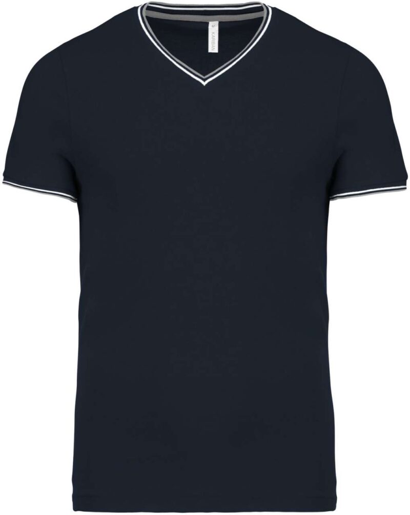 Kariban T-SHIRT'S PIQUÉ V-NECK KNIT MEN - Ναυτικό/Κόκκινο/Λευκό