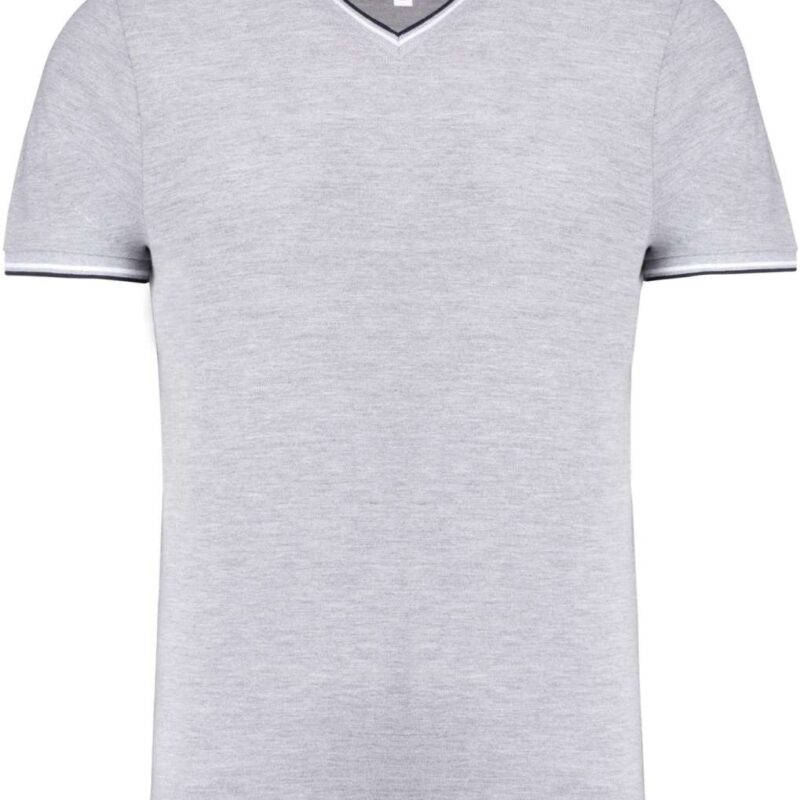 ka374-oxford_greynavywhite-a1 Kariban T-SHIRT'S PIQUÉ V-NECK KNIT MEN - 90% Βαμβάκι/10% Βισκόζη