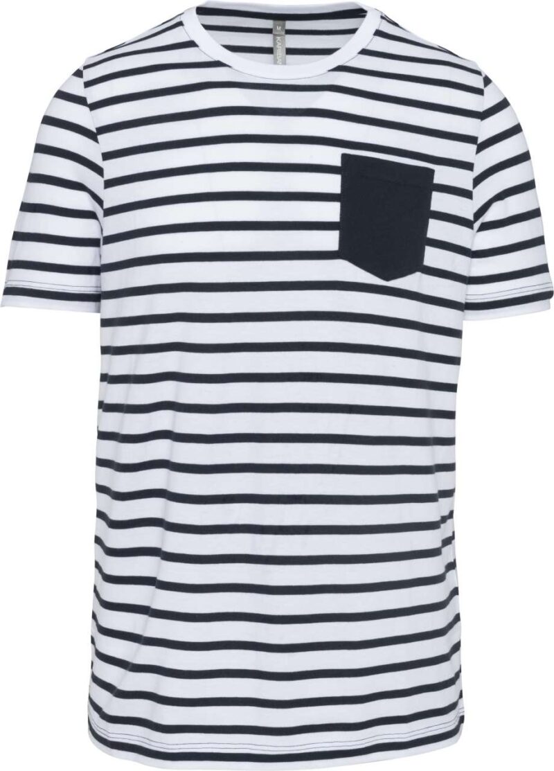 ka378-striped_whitenavy-a1 Kariban STRIPED SHORT SLEEVE SAILOR T-SHIRT WITH POCKET - Striped White/Red