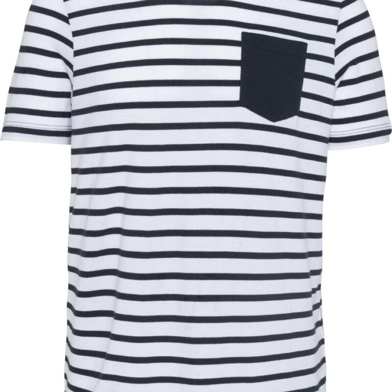ka378-striped_whitenavy-a1 Kariban STRIPED SHORT SLEEVE SAILOR T-SHIRT WITH POCKET - Striped White/Red