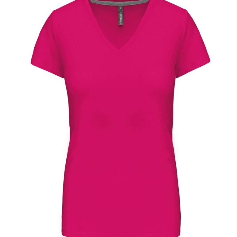 Kariban Γυναικείο SHORT-SLEEVED T-SHIRT V-NECK - Φούξια
