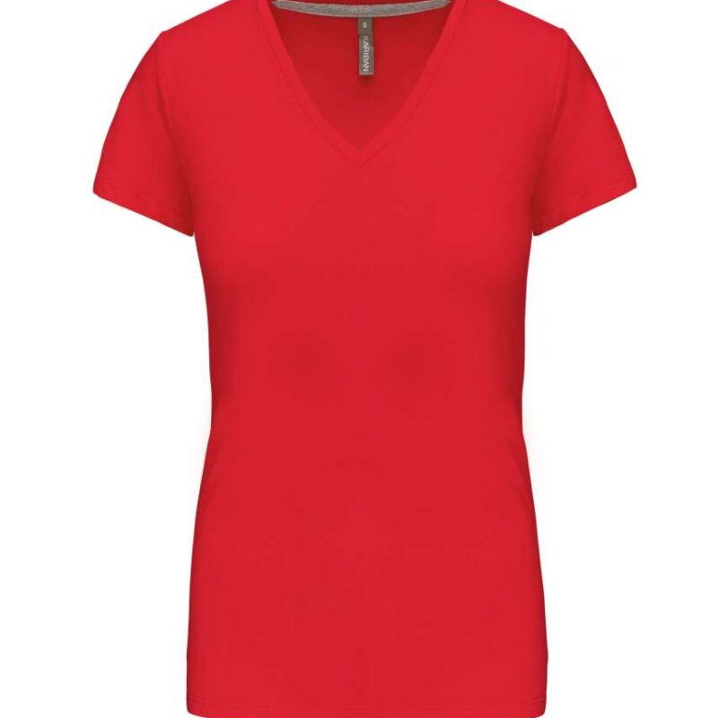 Kariban Γυναικείο SHORT-SLEEVED T-SHIRT V-NECK - Κόκκινο