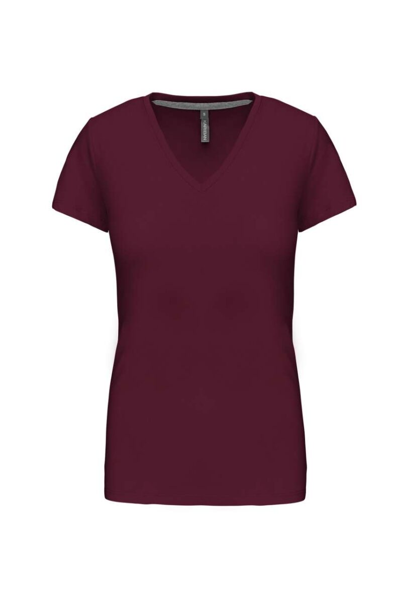 ka381-wine-a2 Kariban Γυναικείο SHORT-SLEEVED T-SHIRT V-NECK - Κρασί