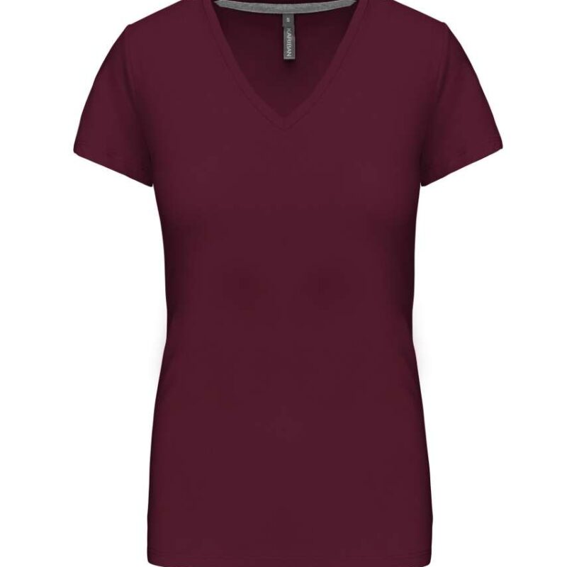 Kariban Γυναικείο SHORT-SLEEVED T-SHIRT V-NECK - Κρασί