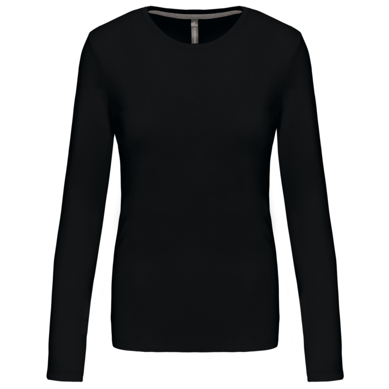 ka383-black-a1 Kariban LADIES' LONG-SLEEVED Μακρυμάνικο T-SHIRT Γυναικείο Στρογγυλή Λαιμόκοψη - Μαύρο
