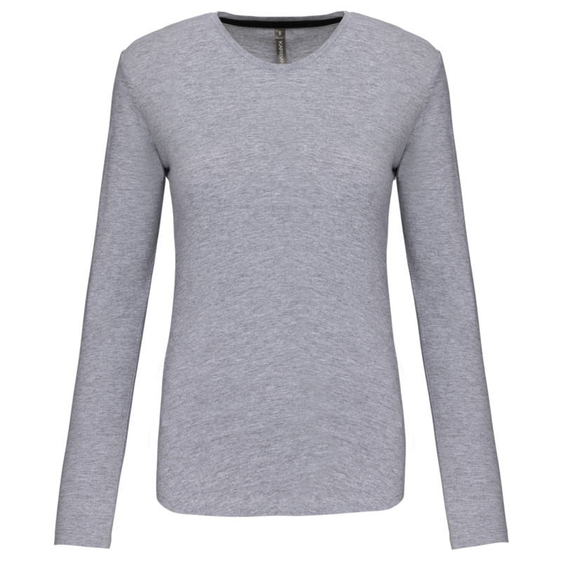 ka383-oxford_grey-a1 Kariban LADIES' LONG-SLEEVED Μακρυμάνικο T-SHIRT Γυναικείο Στρογγυλή Λαιμόκοψη - 90% Βαμβάκι/10% Βισκόζη