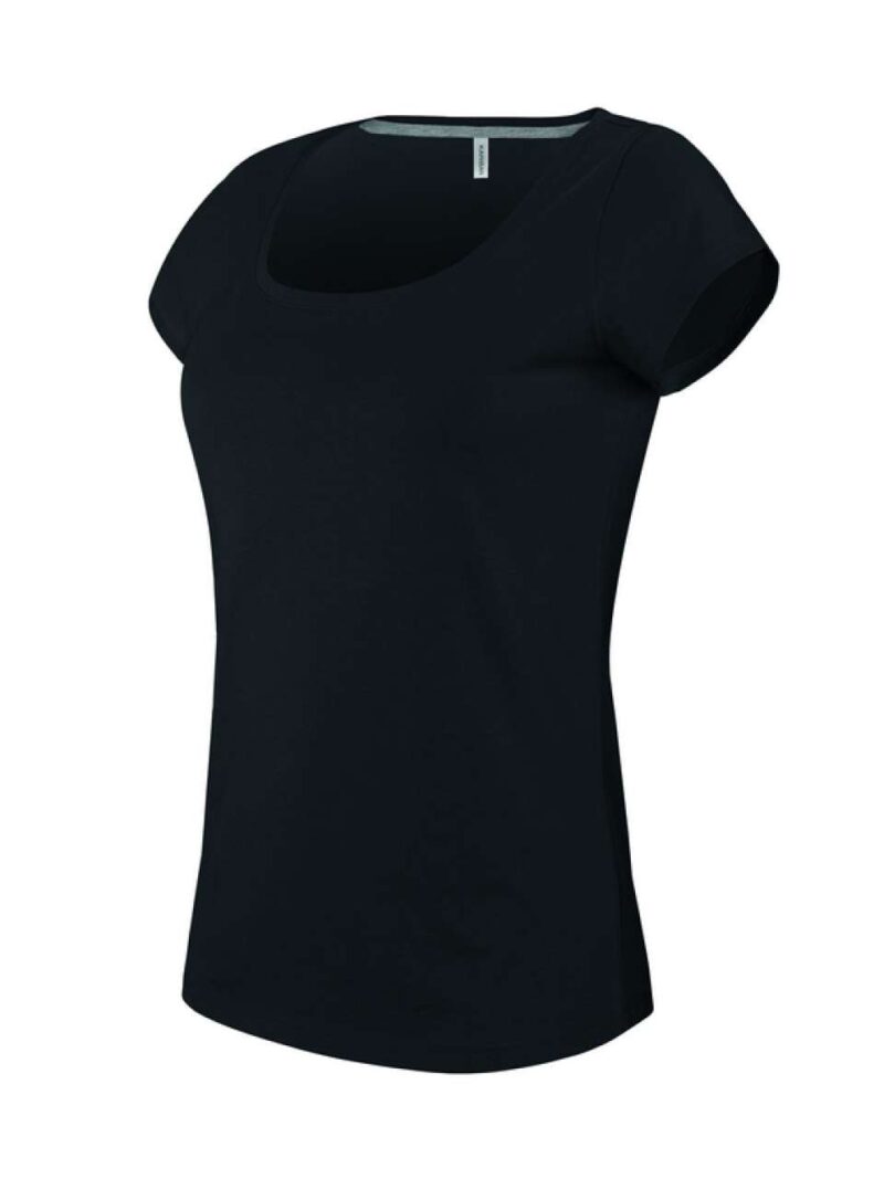 ka384-black-a1 Kariban Γυναικείο κοντομάνικο T-shirt με λαιμόκοψη βάρκα - Μαύρο