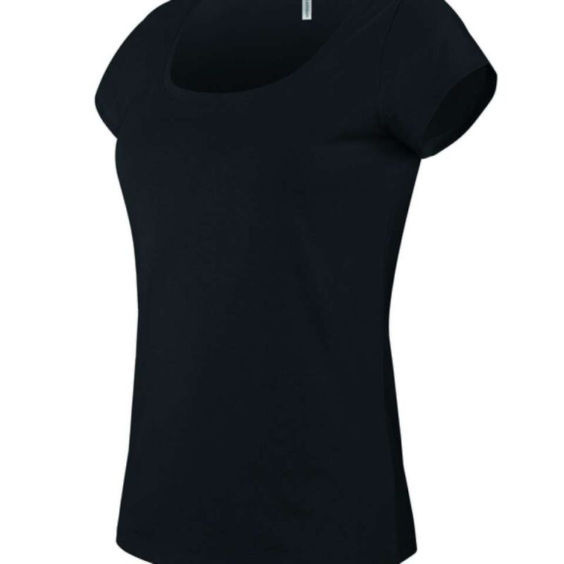 ka384-black-a1 Kariban Γυναικείο κοντομάνικο T-shirt με λαιμόκοψη βάρκα - Μαύρο