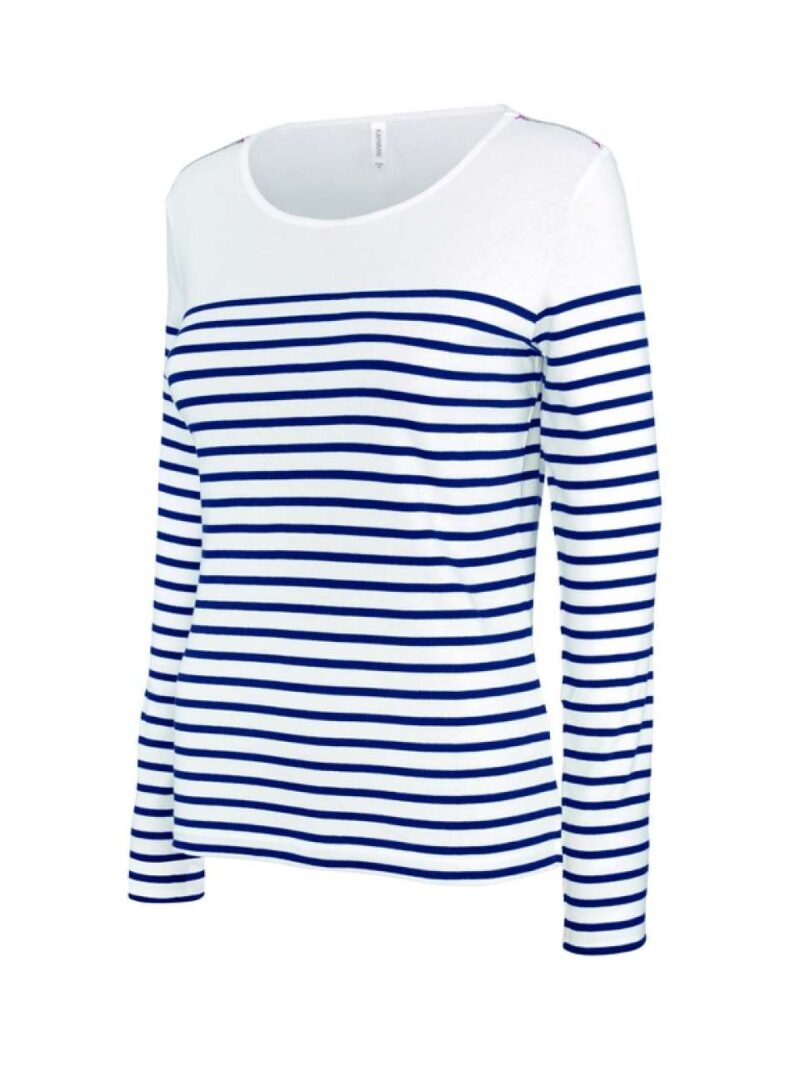 ka386-striped_whitenavy-a1 Kariban LADIES LONG-SLEEVED BRETON STRIPE TOP - ριγέ λευκό/ναυτικό