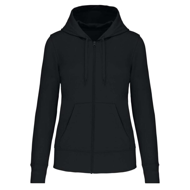 Kariban LADIES' SWEATSHIRT ZIPPED, ECO-FRIENDLY, HOODED - Μαύρο