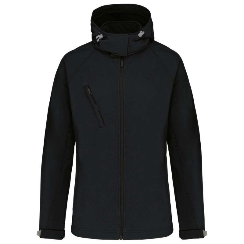 ka414-black-a1 Kariban JACKET LADIES SOFTSHELL με DETACHABLE HOODED - Μαύρο