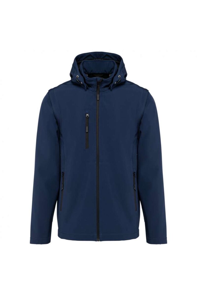 ka422-navy-a1 Kariban UNISEX 3-LAYER SOFTSHELL HOODED REMOVABLE SLEEVES JACKET WITH - Μπλε μαρίν