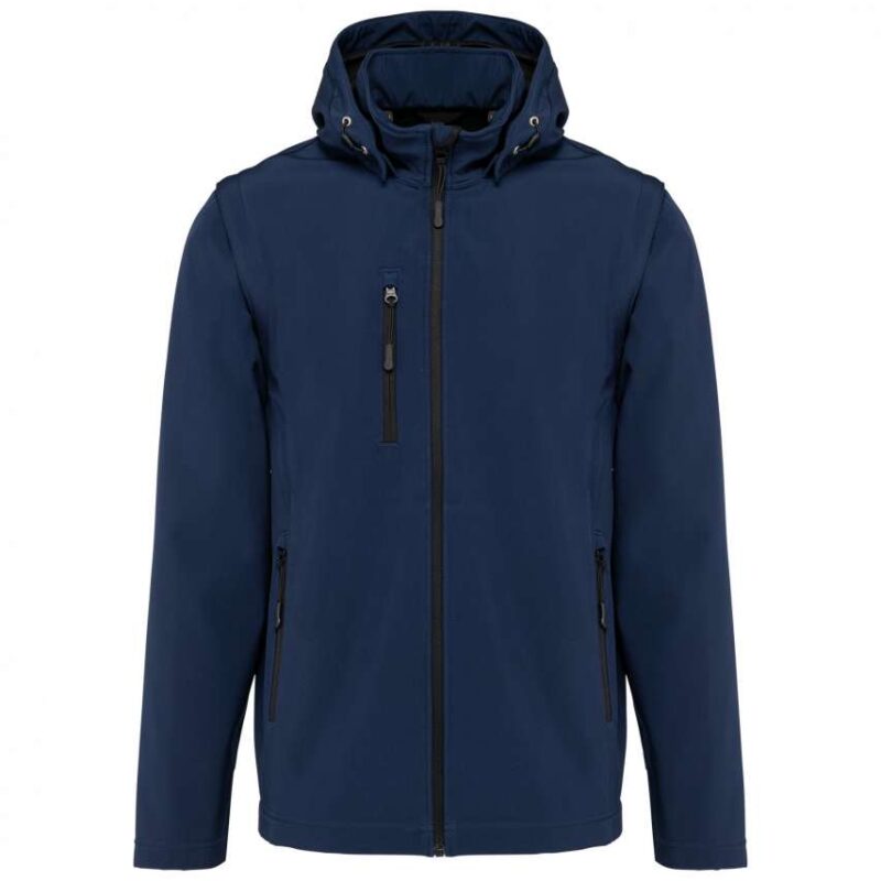 ka422-navy-a1 Kariban UNISEX 3-LAYER SOFTSHELL HOODED REMOVABLE SLEEVES JACKET WITH - Μπλε μαρίν