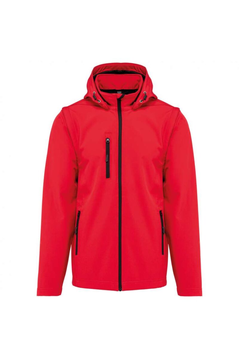 ka422-red-a1 Kariban UNISEX 3-LAYER SOFTSHELL HOODED REMOVABLE SLEEVES JACKET WITH - Κόκκινο