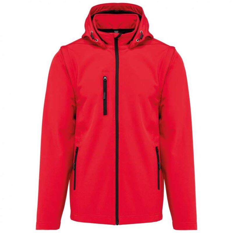 ka422-red-a1 Kariban UNISEX 3-LAYER SOFTSHELL HOODED REMOVABLE SLEEVES JACKET WITH - Κόκκινο